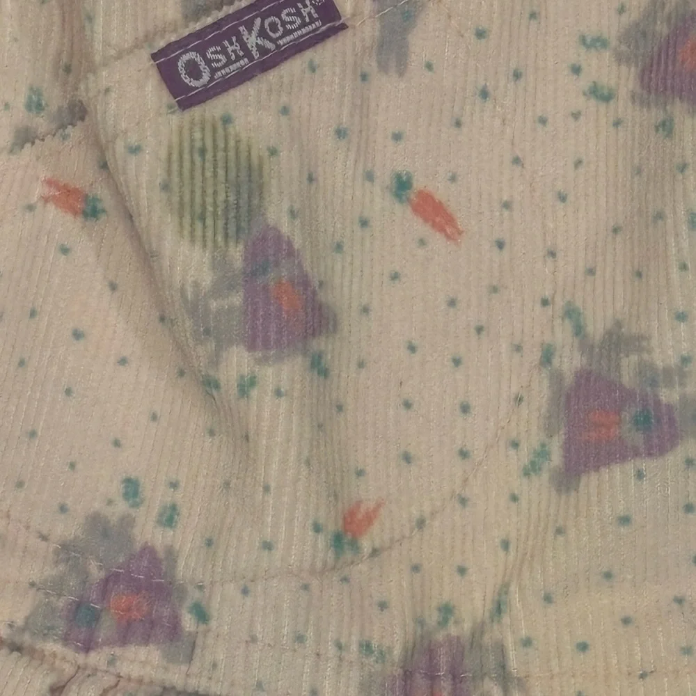 OshKosh B'gosh Vesteak Vintage 80’s Light Pink Overalls with Purple Bunnies‎